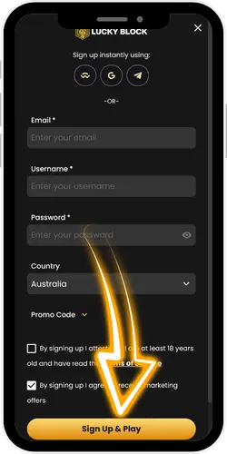 Lucky Block Registration form