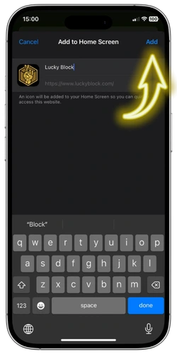 Lucky Block Casino app enter app name before saving