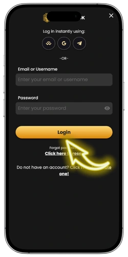 Lucky Block Casino login form with email and password fields