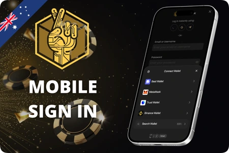Lucky Block Casino login form on mobile device