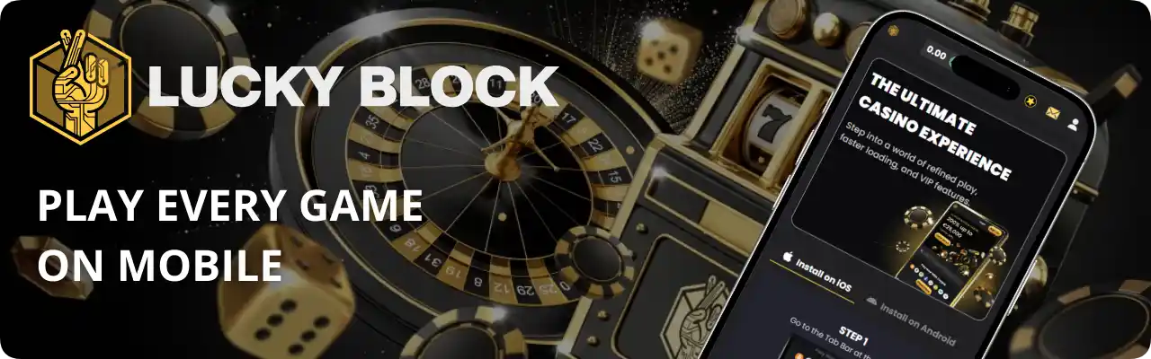 Lucky Block Casino app mobile game library on iOS and Android