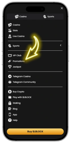 Lucky Block Casino Promotions page showing all active bonus offers