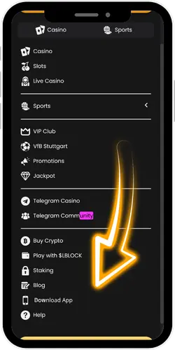 Lucky Block casino app download button